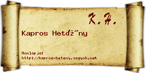 Kapros Hetény névjegykártya